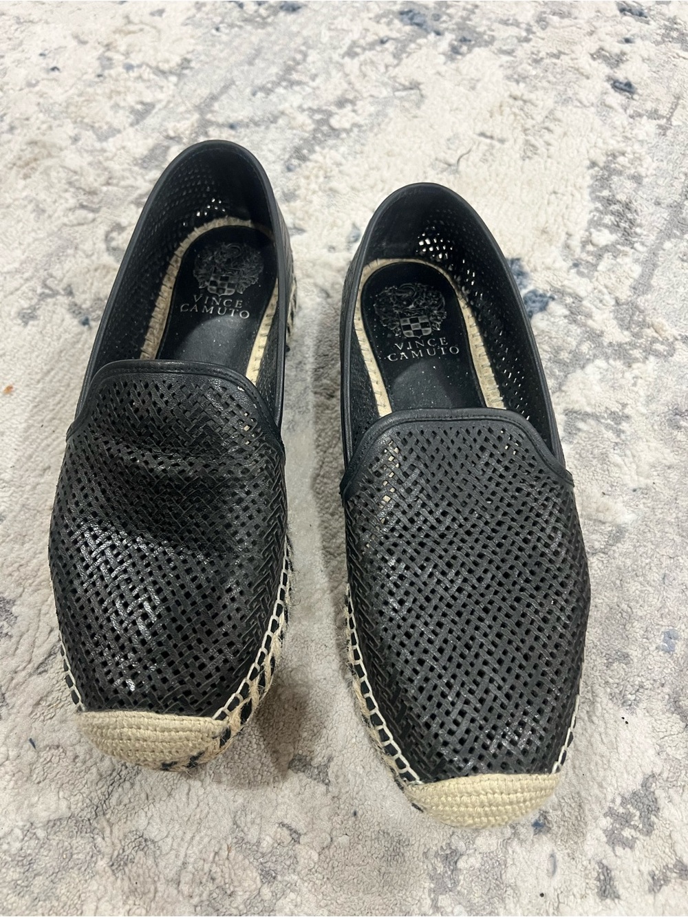 Vince Camuto Women’s Black Perforated Espadrille Slip-Ons